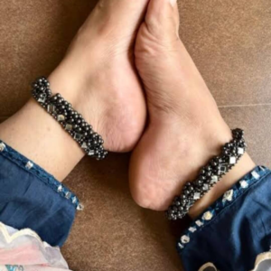 Oxidized Mirror Anklet Set