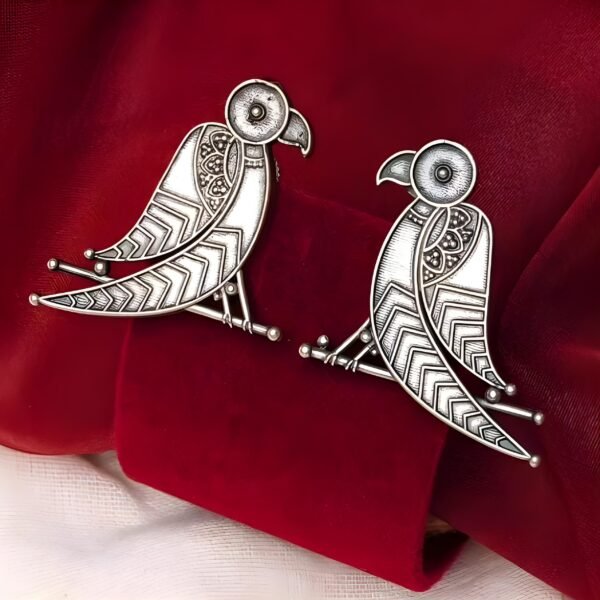 Silver Replica Parrot Stud Earrings