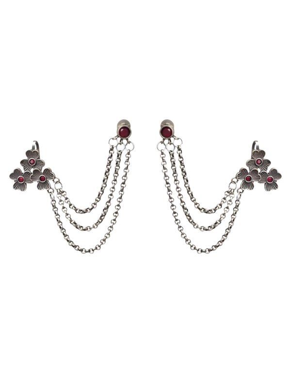 Silver Replica Pearl Bugadi Ear Cuff earrings - Image 4