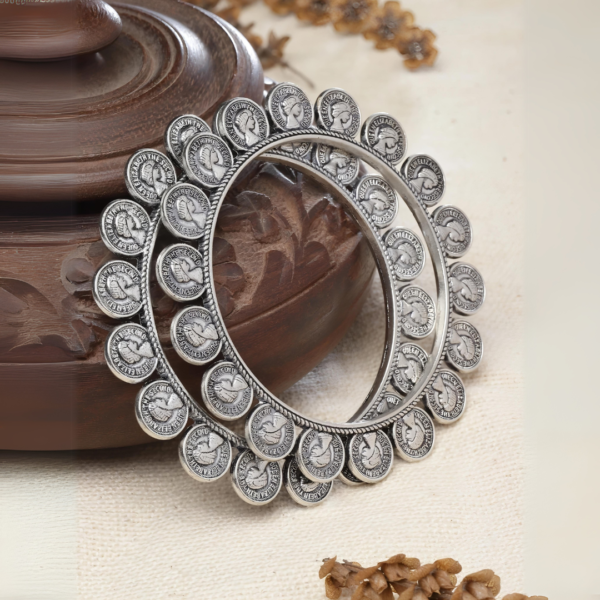 German Silver Coin Bangles Set (2)