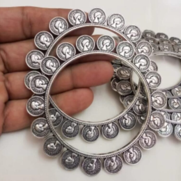 German Silver Coin Bangles Set - Image 3