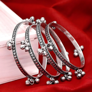 German Silver Ghungharu Bangles Set (2)