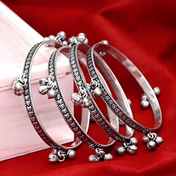 German Silver Ghungharu Bangles Set (2)