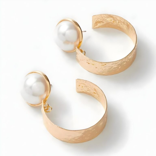 Hoop Pearl Earrings - Image 2