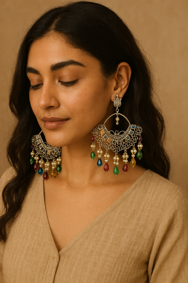 Kundan Chandbali Jhumka Set - Image 4