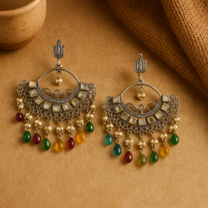 Kundan Chandbali Jhumka Set