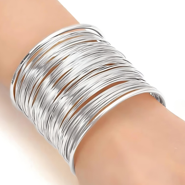 Multilayer Stylish Silver Handcuf - Image 4