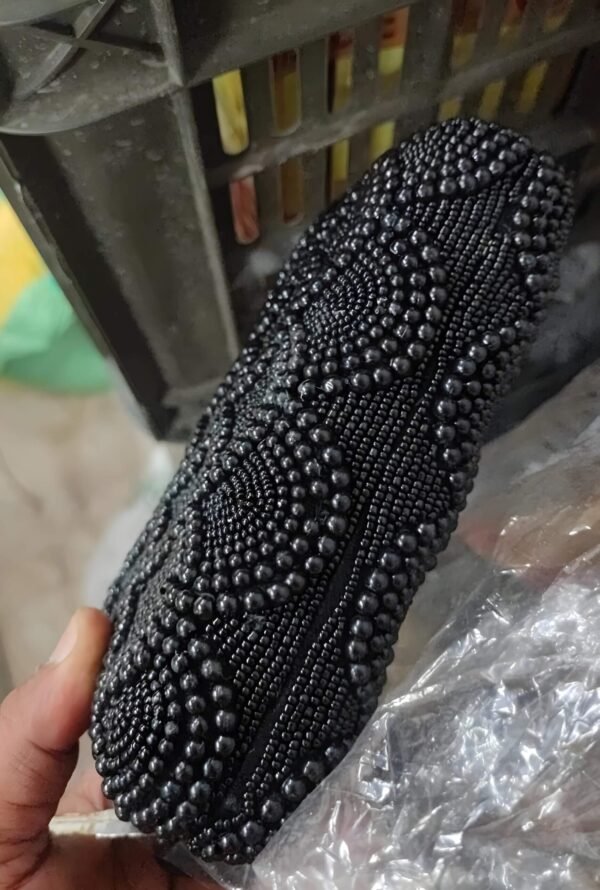 Pearl Handmade Metal Clutch Black - Image 5