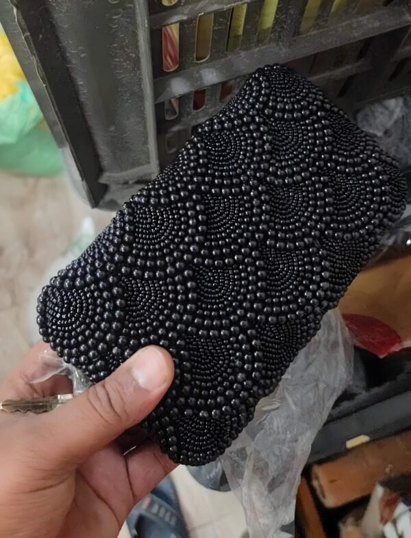 Pearl Handmade Metal Clutch Black