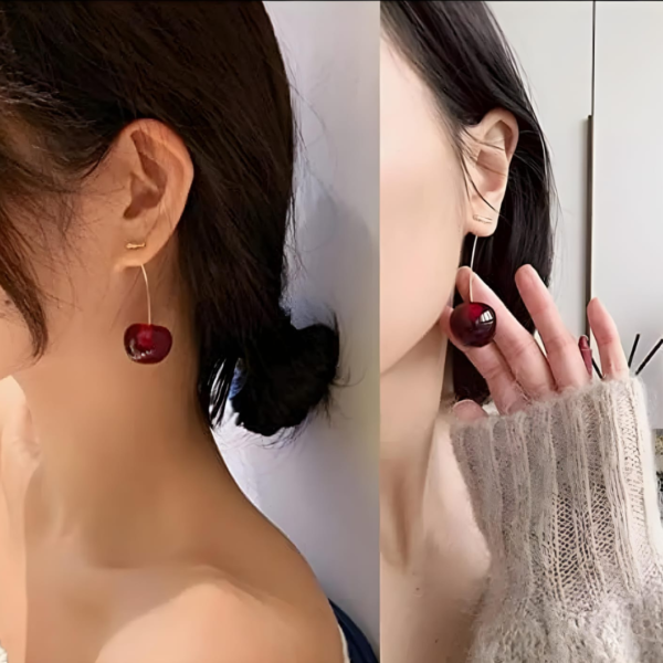 Red Cherry Earrings - Image 5