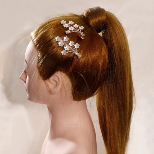 Trendy Pearl Korean Hair Clips Pair - Image 2