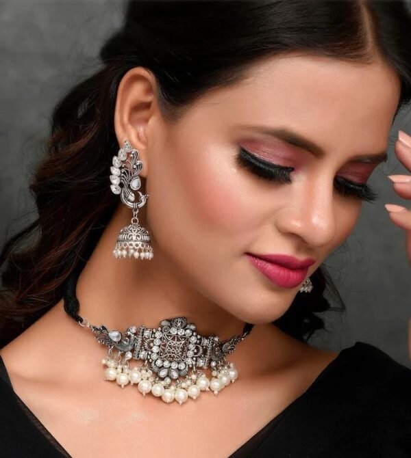 German Silver Pearl Choker - Image 3