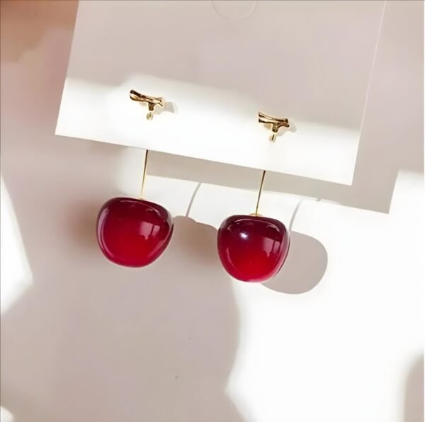 Red Cherry Earrings - Image 2