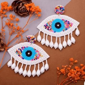 Evil Eye Handmade Beaded Earrings (Multicolor)