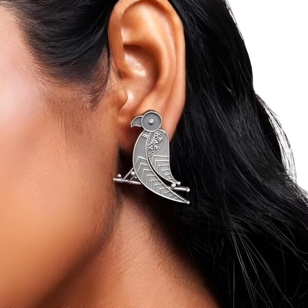 Silver Replica Parrot Stud Earrings - Image 5