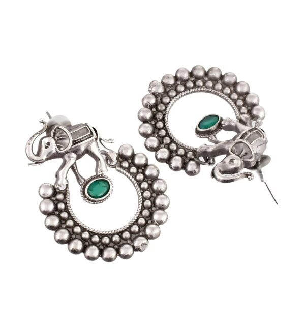 Gajanan Silver Replica Earrings Green - Image 2