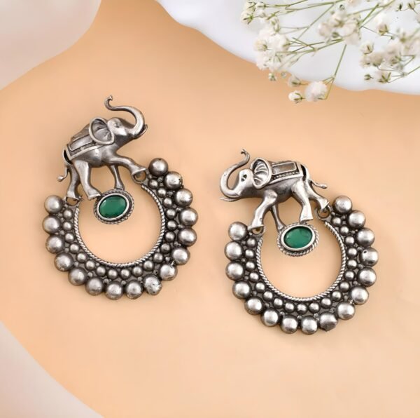 Gajanan Silver Replica Earrings Green