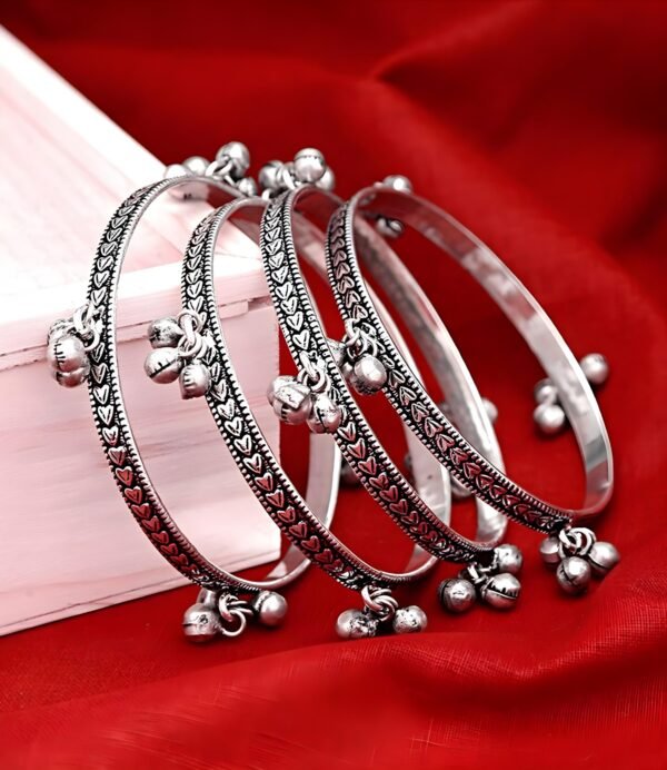 German Silver Ghungharu Bangles Set