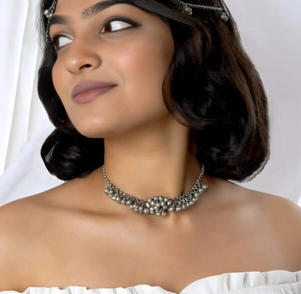 Silver Plated Ghungharoo Choker Necklace