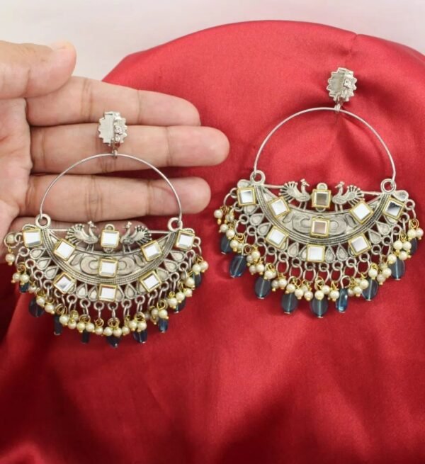 Kundan Fusion Chandbali Jhumka set - Image 3