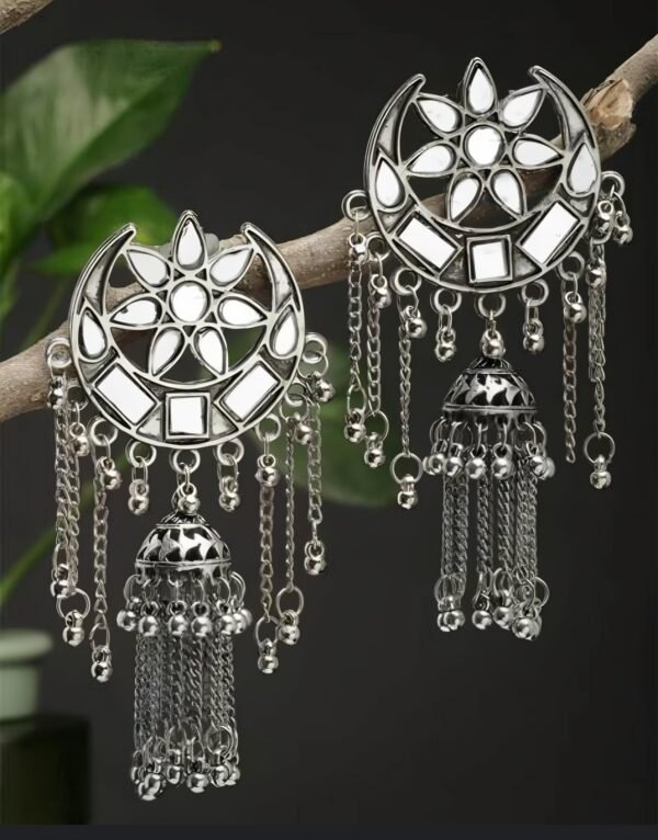 Viral Mirror Chandbali Earrings - Image 2