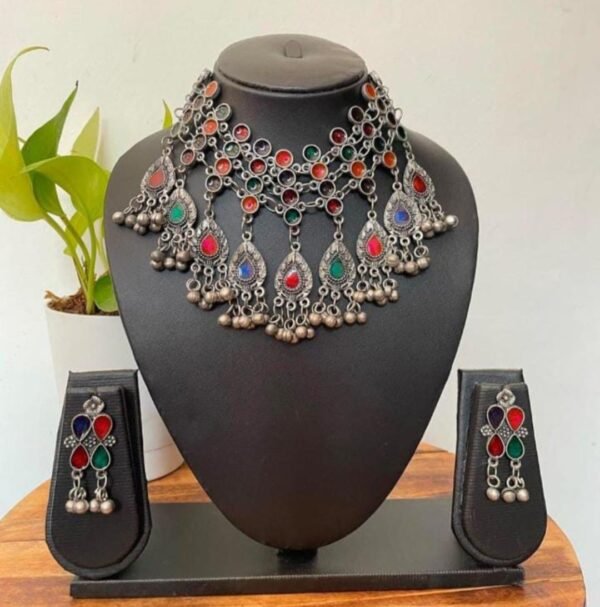 Multi Color Oxidised Choker Necklace