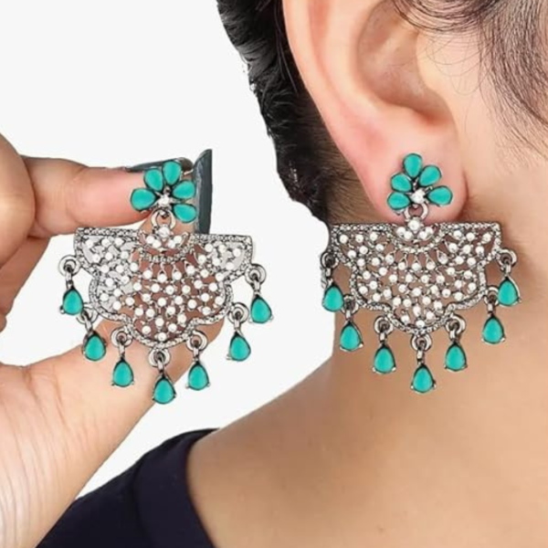 Traditional Black Polished Fashionable Jali Jhumka Earrings for Women