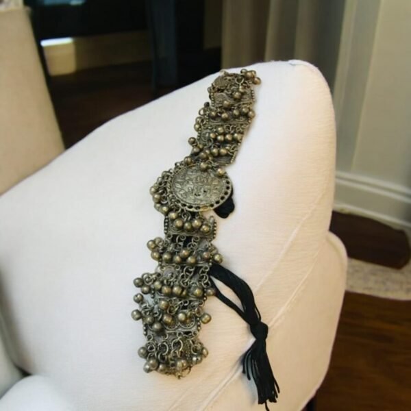 Latest Boho Tribal Ghungharoo Metal Oxidised Choker Necklace Jewellery Set - Image 4