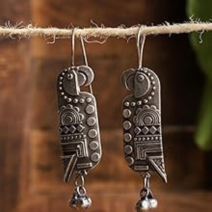Handcrafted Traditional Silver Replica Tota (Parrot) Earrings