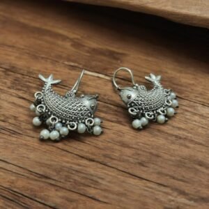 Intricate Oxidised German Silver Fish Hook Earrings – Ethnic Boho Jewelry