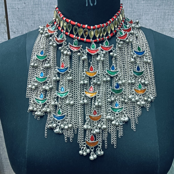 Meenakari Multicolor Heavy Ghungharoo Long Choker Necklace