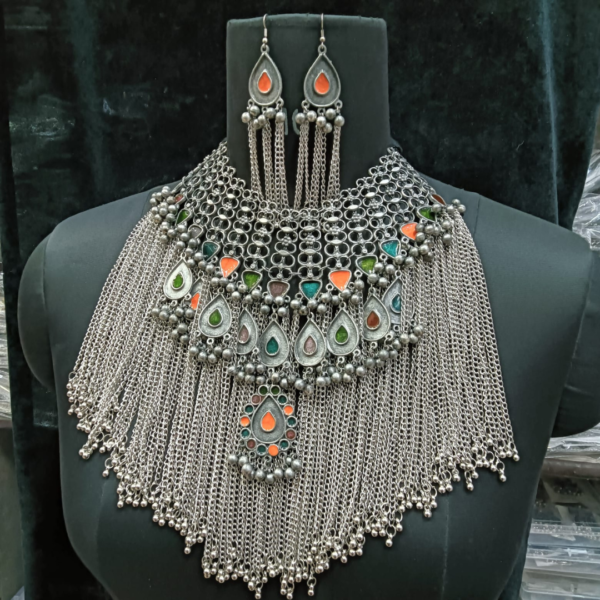 Meenakari Multicolor Heavy Ghungharoo Long Choker Necklace Set