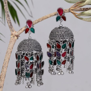 Meenakari Multicolor Oxidized Jhumka