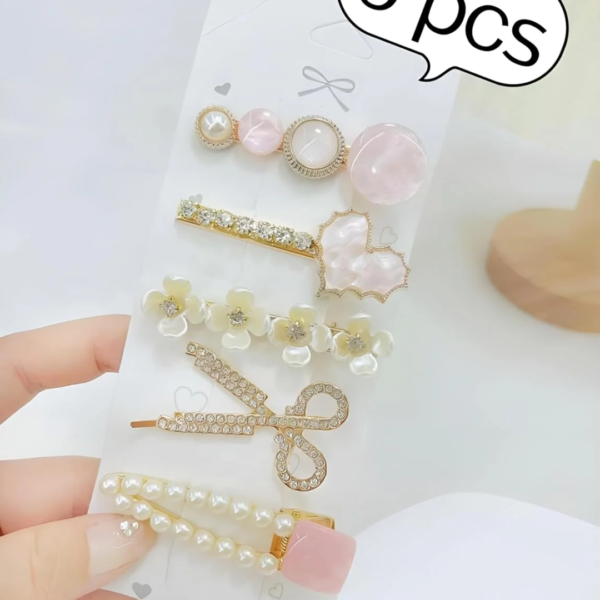 Set of 5 Fashion Hair Pins for Daily Use- Stylish Girls Hair Accessories - Image 3