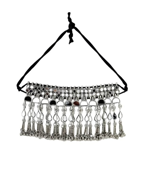 Handcrafted Silver Plated Mirror Choker Necklace Set - Image 2