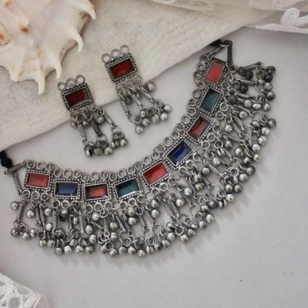 Multi Color Handcrafted Meenakari Choker Necklace Set