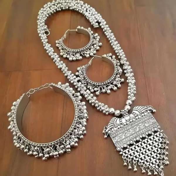 Traditional Oxidised Silver Necklace Set 1