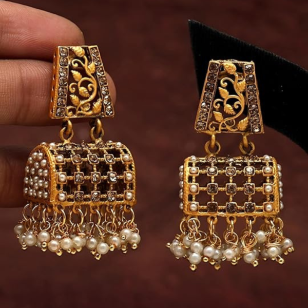 Traditional Temple Jewellery Antique Jhumka Earrings