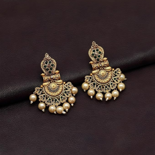 Traditional Temple Jewellery Gold Plated Jhumka Earrings 3