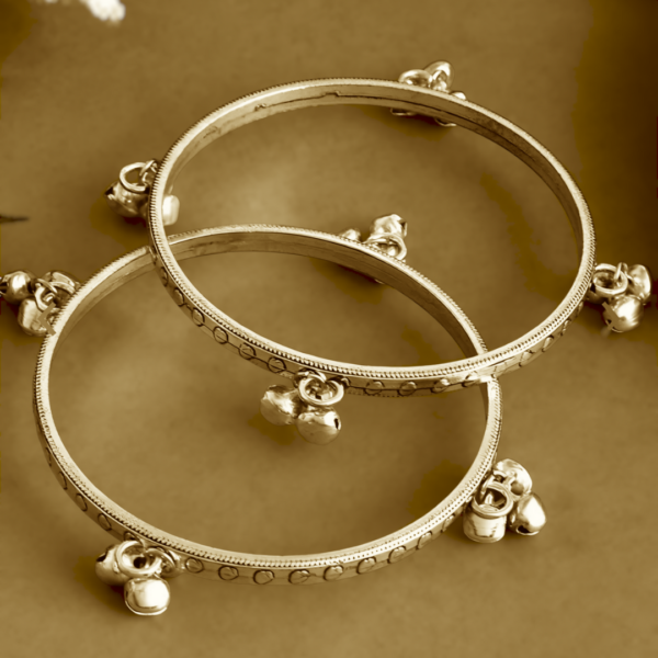 German Silver Ghungharu Bangles Set of 4 - Image 2