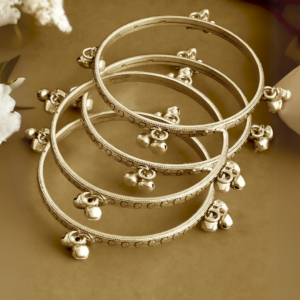 German Silver Ghungharoo Bangles Set of 4