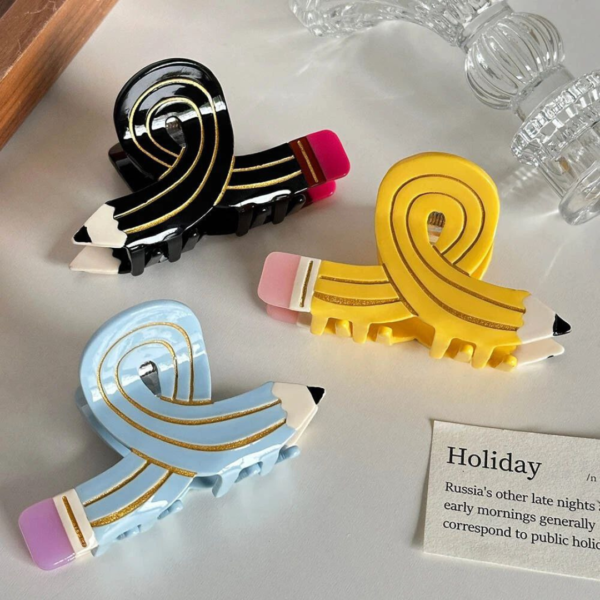 Pencil Hair Claw Strong Hair Clip Ponytail Holder for Teacher Daily Wear - Image 2
