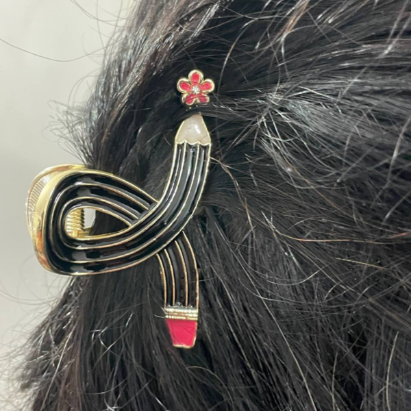 Pencil Hair Claw Strong Hair Clip Ponytail Holder for Teacher Daily Wear - Image 4