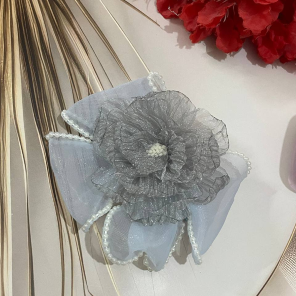 Premium Korean Flower-Shaped Organza Pastel Color Hair Clips (13)