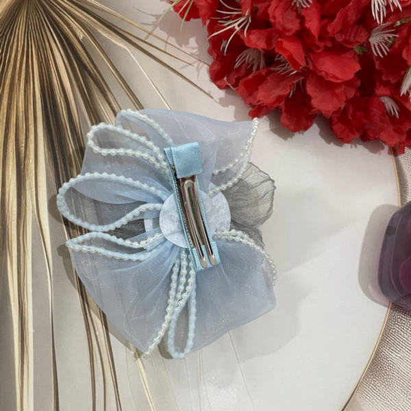 Premium Korean Flower-Shaped Organza Pastel Color Hair Clips - Image 17