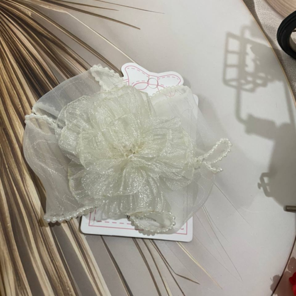 Premium Korean Flower-Shaped Organza Pastel Color Hair Clips - Image 24