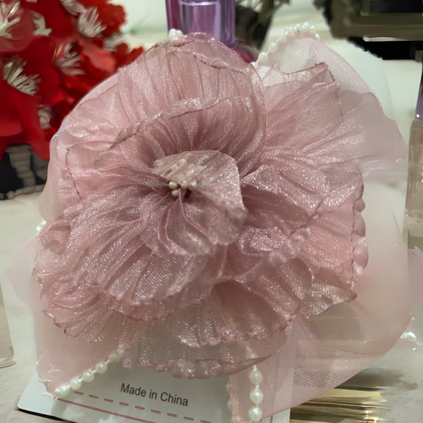 Premium Korean Flower-Shaped Organza Pastel Color Hair Clips - Image 6