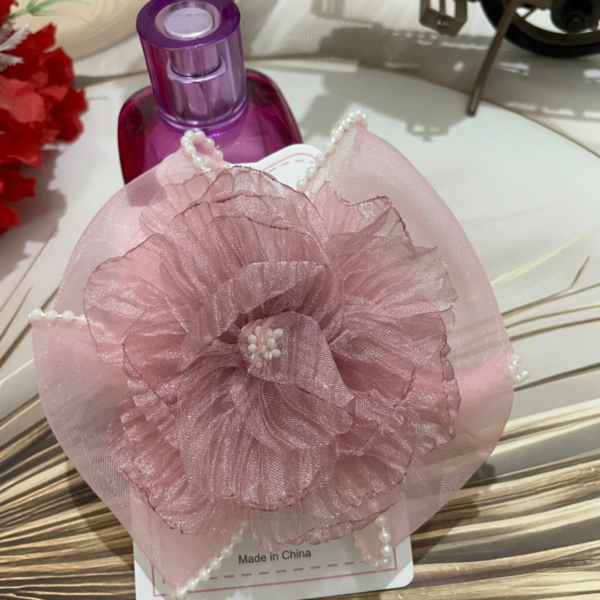 Premium Korean Flower-Shaped Organza Pastel Color Hair Clips (19)