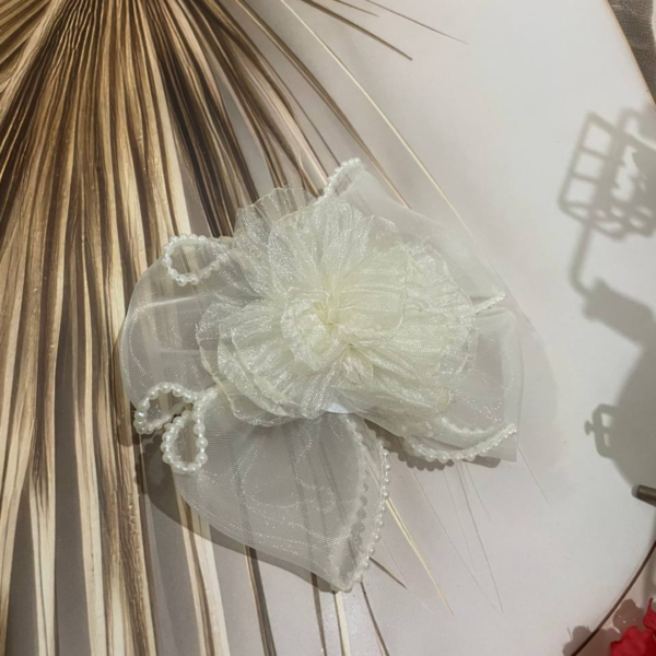 Premium Korean Flower-Shaped Organza Pastel Color Hair Clips - Image 22