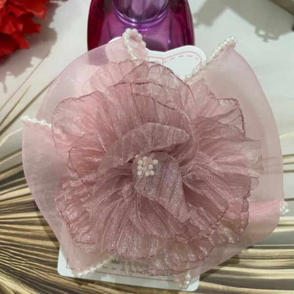 Premium Korean Flower-Shaped Organza Pastel Color Hair Clips (21)